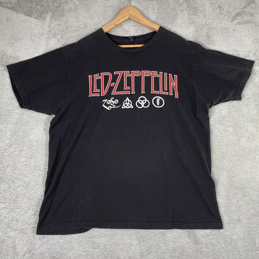Led Zeppelin Band T Shirt Mens XL Black Red Graphic Logo Y2K Rock Tee